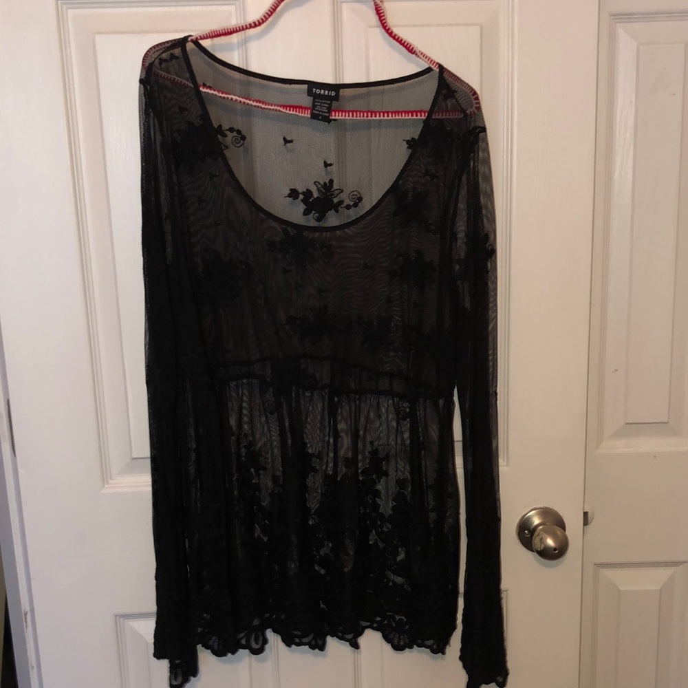11. Lace bell sleeve top